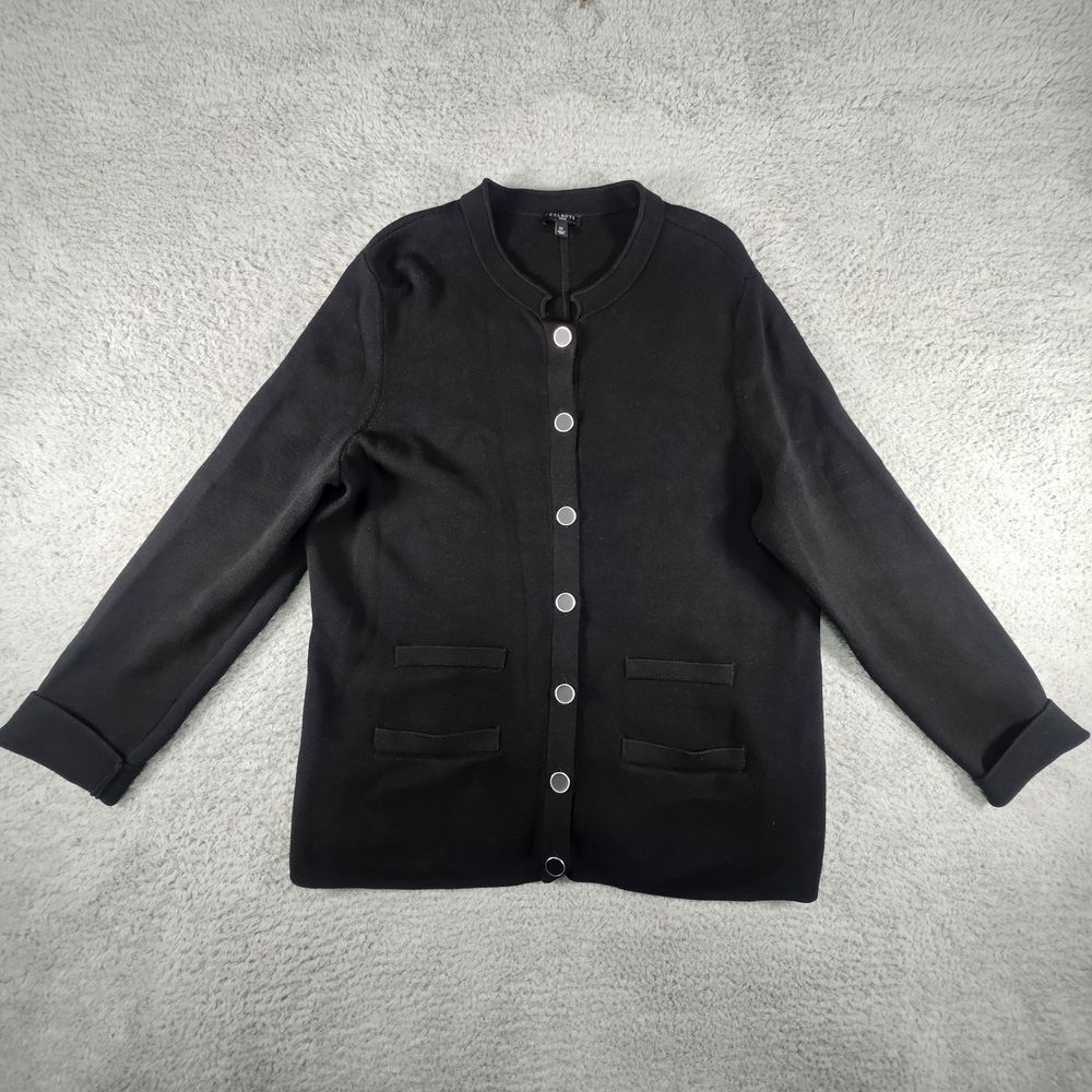 Talbots Cardigan 1X Black Button‎ Front Casual Officecore Career Wear Sweater